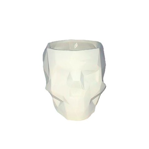 Caveira Geometrica - Vaso Cactos ou Suculentas:branco
