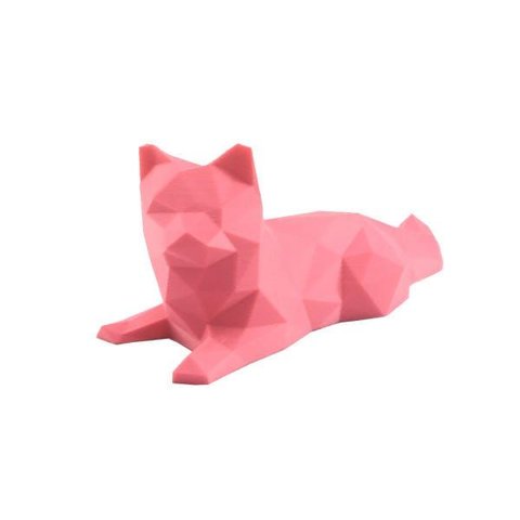 Gato Deitado Low Poly Geométrico Decoração 3d:rosa