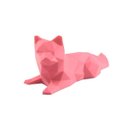 Ver imagem 1 de Gato Deitado Low Poly Geométrico Decoração 3d:rosa