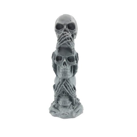 Caveira Tripla Não Ouço Não Falo Não Vejo Decoração 3d:cinza