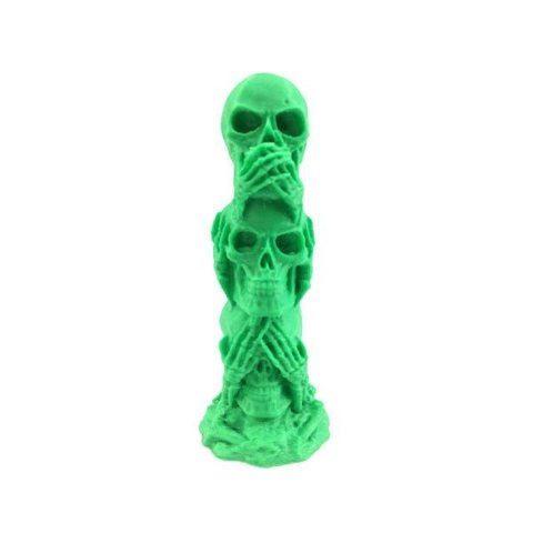 Caveira Tripla Não Ouço Não Falo Não Vejo Decoração 3d:verde