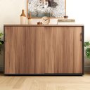 Ver imagem 3 de Armário Escritório 120cm 2 Portas de Correr e Prateleiras F5 Cor:nogal com Preto