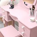 Ver imagem 3 de Penteadeira com Banqueta Princesa com Livreiro Encanto Patrimar Rosa