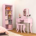 Ver imagem 2 de Penteadeira com Banqueta Princesa com Livreiro Encanto Patrimar Rosa