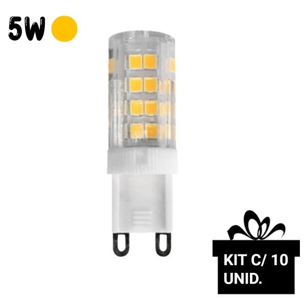Kit 10 Lâmpada LED 5W Halopin Bipino G9 3000K Branco Quente Bivolt P/Arandelas e Lustres - 2