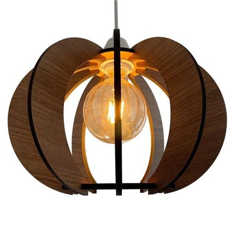 Luminária Lustre Pendente Caroá New York Noite Madeira Teto Sala Quarto Cozinha Balcão Marrom