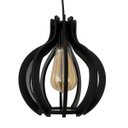 Ver imagem 2 de Luminária Lustre Pendente Caroá Pequim P Madeira Teto Sala Quarto Cozinha Balcão Preto