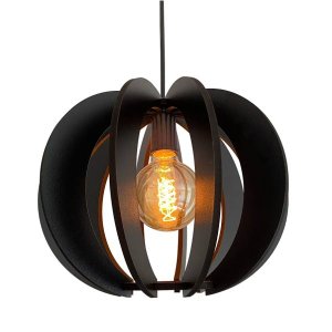 Luminária Lustre Pendente Caroá New York Noite Madeira Teto Sala Quarto Cozinha Balcão Preto