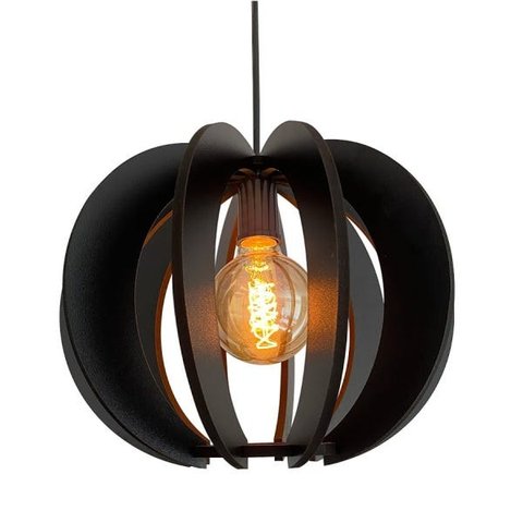 Luminária Lustre Pendente Caroá New York Noite Madeira Teto Sala Quarto Cozinha Balcão Preto