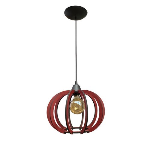 Luminária Lustre Pendente Caroá New York Dia Madeira Teto Sala Quarto Cozinha Balcão Marsala