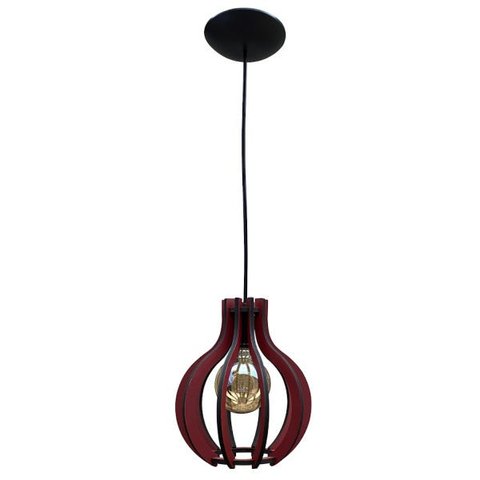 Luminária Lustre Pendente Caroá Pequim P Madeira Teto Sala Quarto Cozinha Balcão Marsala