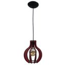 Ver imagem 1 de Luminária Lustre Pendente Caroá Pequim P Madeira Teto Sala Quarto Cozinha Balcão Marsala