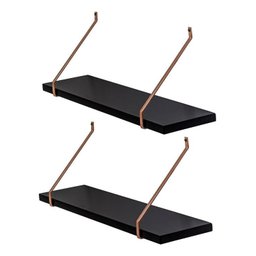Kit 2 Prateleiras Preta Madeira Mdf 70cm Laqueado Suporte Metal Decoração Moderno -organizze Móveis - 5