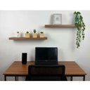 Ver imagem 2 de Kit 2 Prateleiras Grossas Flutuantes com Suporte Invisível Mdf Amadeirado 60 Cm