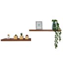 Ver imagem 1 de Kit 2 Prateleiras Grossas Flutuantes com Suporte Invisível Mdf Amadeirado 60 Cm