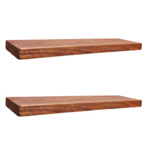 Kit 2 Prateleiras Madeira Maciça Pinus Com Suporte Invisível