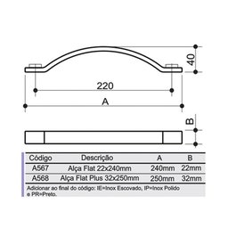 PUX ALCA FLAT 22X240MM INOX POL - 3