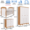 Quarto Bebê Completo Berço Americano Marquesa 3 em 1 Guarda Roupas 4 Portas Cômoda Junior 100% Mdf - 3