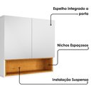 Ver imagem 5 de Armario Espelheira 2 Portas 58 cm Orion Naturalle Branco Bechara