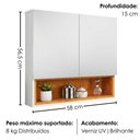 Ver imagem 3 de Armario Espelheira 2 Portas 58 cm Orion Naturalle Branco Bechara
