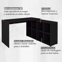 Ver imagem 5 de Escrivaninha Mesa Escritorio 8 Nichos Ne6 Preto Arty