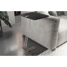Mesa De Apoio Para Sofá Soft Couro Marrom Base Cromada - Off White - 1