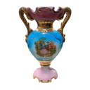 Ver imagem 4 de Jogo de 3 Ânforas em Porcelana Ilustradas Rosa com Azul 35x23x12cm e 28x19x10cm