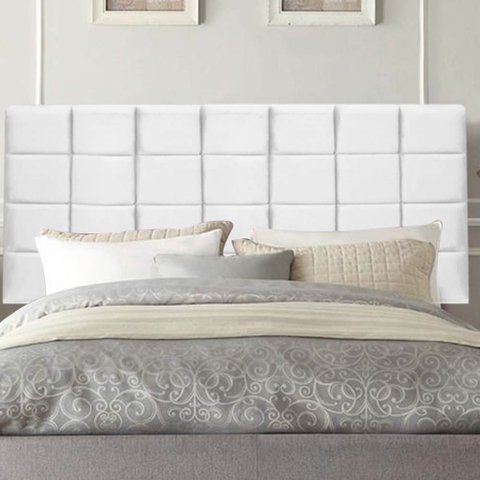 Painel Estofado Luxo Clara 140cm Casal para Cama Box Corino Branco - Gat Magazine