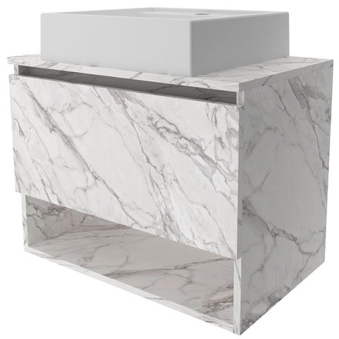 Gabinete de Banheiro 60 Cm 1 Porta com Cuba Valente Mármore Branco