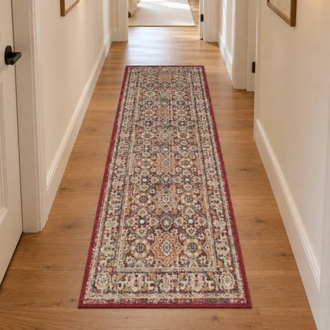 Passadeira Antiderrapante Corredor Persa Belga Classico Miro:03 Vermelho/0,60x1,80m