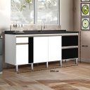 Ver imagem 2 de Gabinete Cozinha 194cm Portas e Gavetas 100% MDF Balcão Pia:Branco/Preto