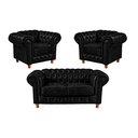 Ver imagem 1 de Conjunto Chesterfield Namoradeira + 2 Poltronas Luiz Xv Corano Preto/ Decoração, Barbearia, Salão, S