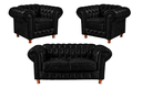 Ver imagem 1 de Conjunto Chesterfield Namoradeira + 2 Poltronas Luiz Xv Corano Preto/ Decoração, Barbearia, Salão, S