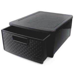 GAVETEIRO MODULAR RATTAN PRETO