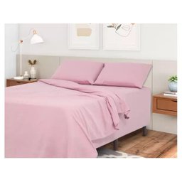 Jogo de Cama Casal Teka 100% Algodão - 150 Fios Diamante 4 Peças - Rosa - 2