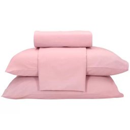 Jogo de Cama Casal Teka 100% Algodão - 150 Fios Diamante 4 Peças - Rosa - 1