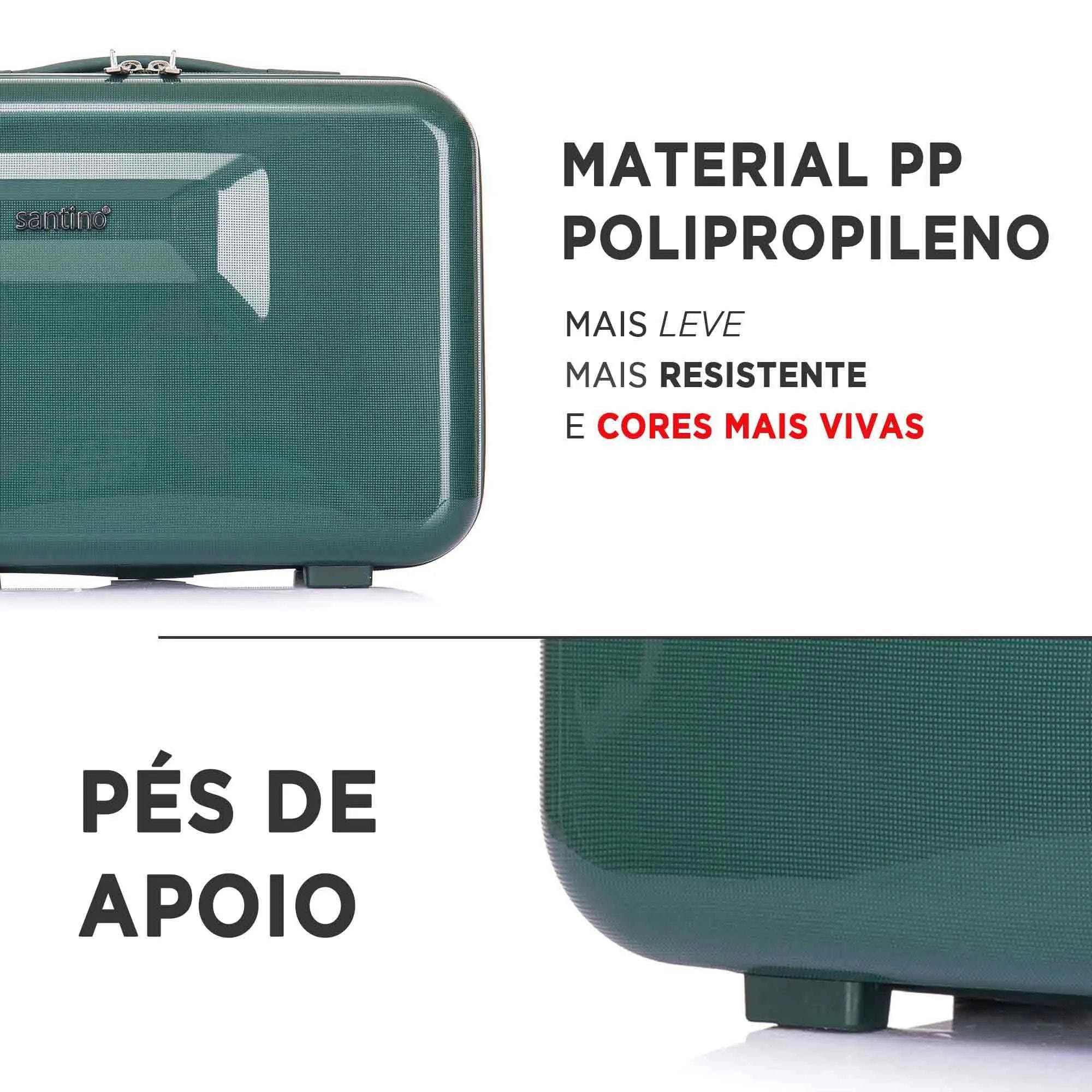 Kit 2 Necessaire Frasqueira Viagem Santino Taf192 Rígida Abs Verde Escuro - 4