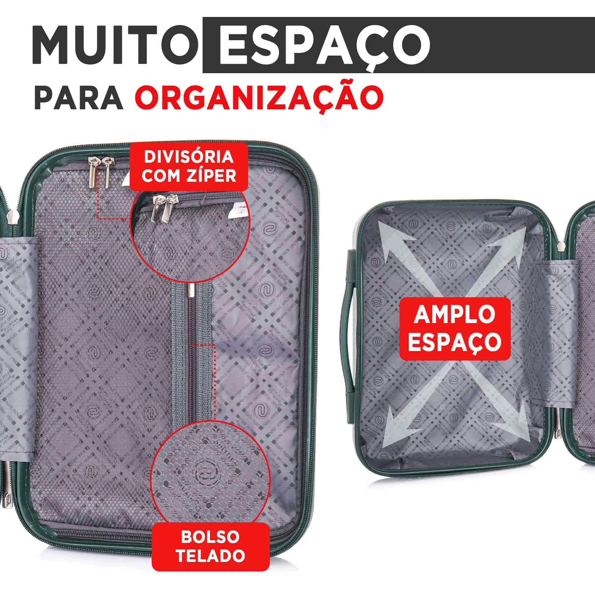 Kit 2 Necessaire Frasqueira Viagem Santino Taf192 Rígida Abs Verde Escuro - 5