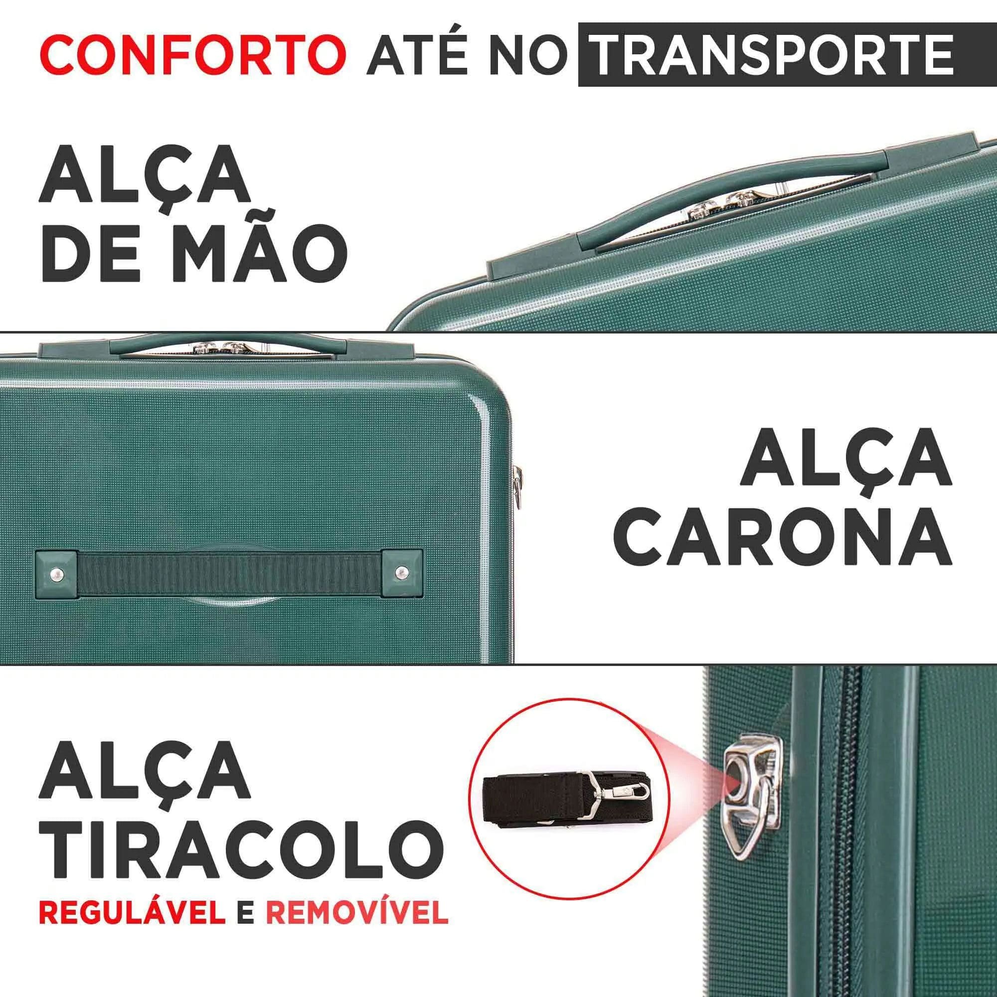 Kit 2 Necessaire Frasqueira Viagem Santino Taf192 Rígida Abs Verde Escuro - 3