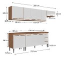 Ver imagem 3 de Cozinha Completa Modulada Audi 280cm Luxo com Armário Aéreo e Balcão - Aéreo Madeirada/Branca