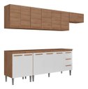 Ver imagem 2 de Cozinha Completa Modulada Audi 280cm Luxo com Armário Aéreo e Balcão - Aéreo Madeirada/Branca