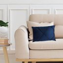 Ver imagem 2 de Kit 2 Capas para Almofada Drapeada em Veludo Retangular Azul Marinho