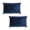 Kit 2 Capas para Almofada Drapeada em Veludo Retangular Azul Marinho - 1