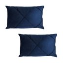Ver imagem 1 de Kit 2 Capas para Almofada Drapeada em Veludo Retangular Azul Marinho