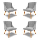 Ver imagem 1 de Kit 4 Cadeiras Decorativas Sala de Jantar Pés Palito de Madeira Firenze Suede Cinza/Natural G19 - Gr