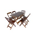 Ver imagem 1 de Conjunto 6 Cadeiras e 1 Mesa Dobrável de Madeira 120 x 70 - Com Pintura Café