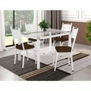 Ver imagem 1 de Conjunto de Mesa Tubular Branco Tampo de Vidro Incolor 1,07m com 4 Cadeiras 151 Assento Imbuia