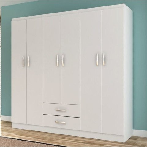 Guarda-Roupa Casal 6 Portas 2 Gavetas Atalaia Evidência Móveis