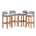 Ver imagem 2 de Kit 4 Banquetas Minimalista Estofada Reforçada Sala Estar Acabamento Semi Brilho Pé Madeira Maciç