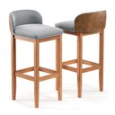 Ver imagem 3 de Kit 4 Banquetas Minimalista Estofada Reforçada Sala Estar Acabamento Semi Brilho Pé Madeira Maciç